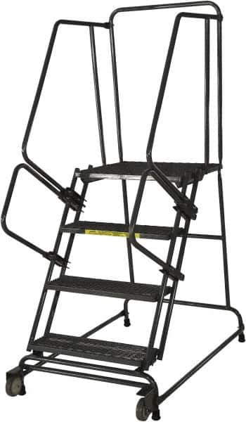 Ballymore - 20" 2 Step Ladder - Rolling Safety Ladder, 450 Lb Capacity, 20" Platform Height, 30" Base Width x 34" Base Depth, Heavy-Duty Serrated Grating - A1 Tooling