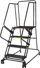 Ballymore - 50" 5 Step Ladder - Rolling Safety Ladder, 450 Lb Capacity, 50" Platform Height, 30" Base Width x 52" Base Depth, Perforated Tread - A1 Tooling