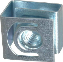 Made in USA - #10-32 Screw, 0.069 to 0.079" Thick, Spring Steel G Nut Retainer - 19/64" Center Edge, Zinc-Plated Finish - A1 Tooling