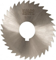 Made in USA - 3-1/2" Diam x 1/32" Blade Thickness x 1" Arbor Hole Diam, 34 Tooth Slitting and Slotting Saw - Arbor Connection, Right Hand, Uncoated, High Speed Steel, Concave Ground, Contains Keyway - A1 Tooling