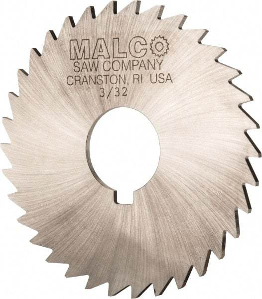 Made in USA - 3-1/2" Diam x 3/32" Blade Thickness x 1" Arbor Hole Diam, 34 Tooth Slitting and Slotting Saw - Arbor Connection, Right Hand, Uncoated, High Speed Steel, Concave Ground, Contains Keyway - A1 Tooling