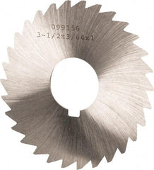 Made in USA - 3-1/2" Diam x 3/64" Blade Thickness x 1" Arbor Hole Diam, 34 Tooth Slitting and Slotting Saw - Arbor Connection, Right Hand, Uncoated, High Speed Steel, Concave Ground, Contains Keyway - A1 Tooling