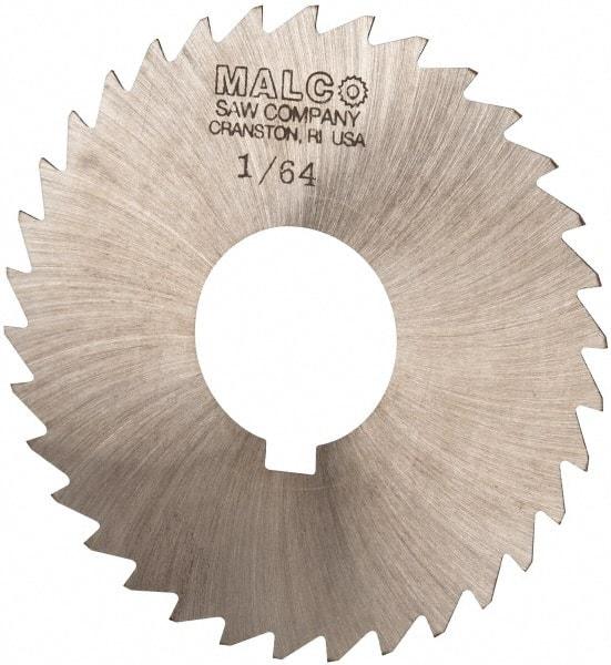 Made in USA - 3" Diam x 1/64" Blade Thickness x 1" Arbor Hole Diam, 34 Tooth Slitting and Slotting Saw - Arbor Connection, Right Hand, Uncoated, High Speed Steel, Concave Ground, Contains Keyway - A1 Tooling