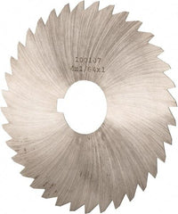 Made in USA - 4" Diam x 1/64" Blade Thickness x 1" Arbor Hole Diam, 36 Tooth Slitting and Slotting Saw - Arbor Connection, Right Hand, Uncoated, High Speed Steel, Concave Ground, Contains Keyway - A1 Tooling