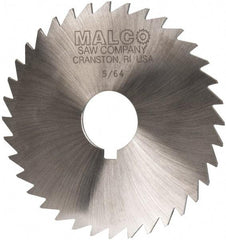 Made in USA - 4" Diam x 5/64" Blade Thickness x 1" Arbor Hole Diam, 36 Tooth Slitting and Slotting Saw - Arbor Connection, Right Hand, Uncoated, High Speed Steel, Concave Ground, Contains Keyway - A1 Tooling