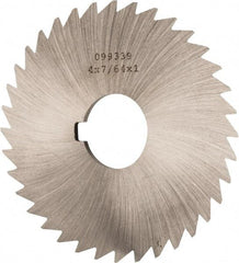 Made in USA - 4" Diam x 7/64" Blade Thickness x 1" Arbor Hole Diam, 36 Tooth Slitting and Slotting Saw - Arbor Connection, Right Hand, Uncoated, High Speed Steel, Concave Ground, Contains Keyway - A1 Tooling