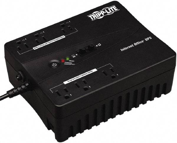 Tripp-Lite - 15 Amp, 350 VA, Flat Pack Mount Standby Backup Uninterruptible Power Supply - Backup 3 min with Full Load & 10 min with Half Load, 120 VAC Input & Output, 180 Watt Output, 1 Phases, 6 Outlets - A1 Tooling