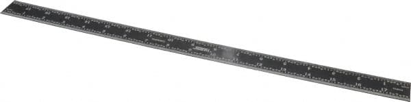 SPI - 18" Long, 1/64, 1/32" and 0.5, 1mm Graduation, Rigid Steel Rule - English/Metric Graduation Style, 1-1/8" Wide, Black, Black Chrome Finish - A1 Tooling