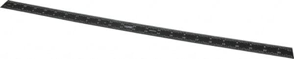 SPI - 24" Long, 1/100, 1/64, 1/32, 1/10" Graduation, Rigid Steel Rule - 5R Graduation Style, 1-1/8" Wide, Black, Black Chrome Finish - A1 Tooling