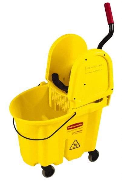 Rubbermaid - 35 Qt Plastic Bucket & Wringer - 20.1" Long x 36-1/2" High x 15.7" Wide, Yellow - A1 Tooling