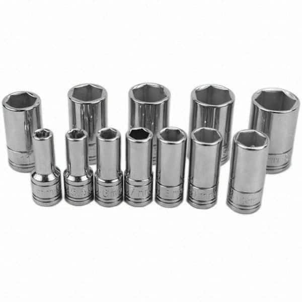 SK - 1/4" Drive Semi-Deep Socket Set - 5 to 15mm, Metric Measurement Standard - A1 Tooling