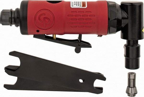 Chicago Pneumatic - 1/4" Collet, Angle Handle, Angle Air Die Grinder - 22,000 RPM, Rear Exhaust, 8.69 CFM, 0.28 hp, 6.21 bar, 1/4" Inlet - A1 Tooling