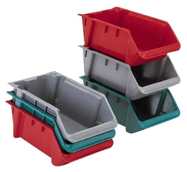 LEWISBins+ - 500 Lb. Load Capacity, 24-1/8" Deep, Red Polyethylene Hopper Stacking Bin - 8" High x 16-1/4" Wide x 24-1/8" Long - A1 Tooling