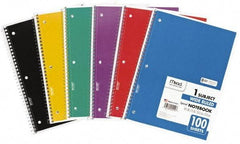 Mead - 100 Sheet, 8 x 10-1/2", Wide Ruled Spiral Bound Notebook - Assorted Colors - A1 Tooling