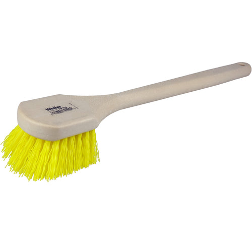 20″ Utility Scrub Brush, Yellow Polypropylene Fill, Long Handle, Foam Block - A1 Tooling