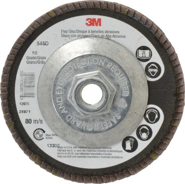 3M - 4-1/2" 60 Grit 5/8-11 Center Hole Type 29 Zirconia Alumina Flap Disc - A1 Tooling