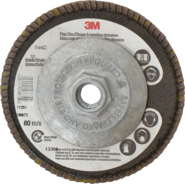 3M - 4-1/2" 80 Grit 5/8-11 Center Hole Type 29 Zirconia Alumina Flap Disc - A1 Tooling