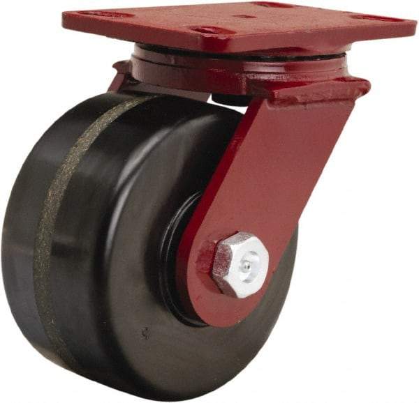 Hamilton - 6" Diam x 3" Wide x 7-1/2" OAH Top Plate Mount Swivel Caster - Phenolic, 2,000 Lb Capacity, Tapered Roller Bearing, 4-1/2 x 6-1/2" Plate - A1 Tooling