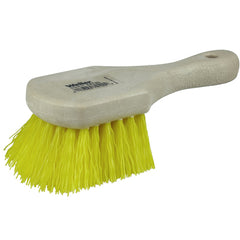 8″ Utility Scrub Brush, Yellow Polypropylene Fill, Short Handle, Foam Block - A1 Tooling