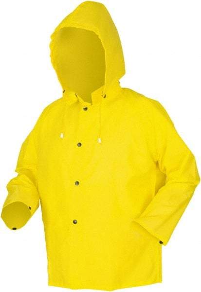 MCR Safety - Size 3XL, Yellow, Rain Jacket - 2 Pockets, Attached Hood - A1 Tooling