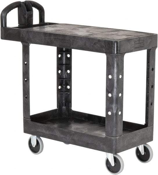 Rubbermaid - 500 Lb Capacity, 17" Wide x 38-3/8" Long x 32-1/4" High Standard Utility Cart - 2 Shelf, Plastic - A1 Tooling