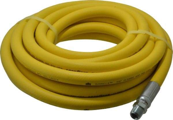 Continental ContiTech - 3/8" ID x 0.73" OD 25' Long Oil Resistant Air Hose - MNPT x MNPT Ends, 500 Working psi, -20 to 190°F, 3/8" Fitting, Yellow - A1 Tooling