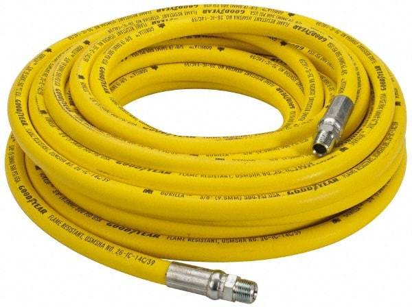 Continental ContiTech - 3/8" ID x 0.73" OD 50' Long Oil Resistant Air Hose - MNPT x MNPT Ends, 500 Working psi, -20 to 190°F, 3/8" Fitting, Yellow - A1 Tooling