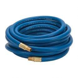 Continental ContiTech - 3/8" ID x 0.66" OD 25' Long Multipurpose Air Hose - MNPT x MNPT Ends, 300 Working psi, -10 to 158°F, 1/4" Fitting, Blue - A1 Tooling