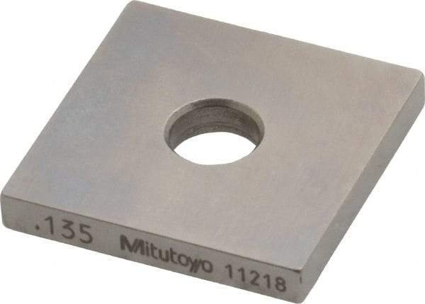 Mitutoyo - 0.135" Square Steel Gage Block - Accuracy Grade 0, Includes Certificate of Inspection - A1 Tooling