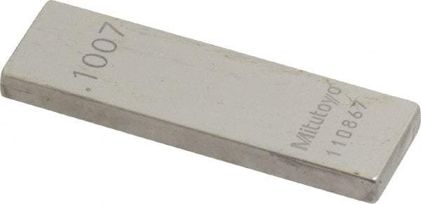 Mitutoyo - 0.1007" Rectangular Steel Gage Block - Accuracy Grade 0, Includes Certificate of Inspection - A1 Tooling