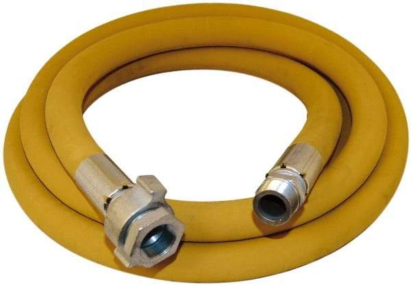 Alliance Hose & Rubber - 1-1/2" ID x 2.05" OD 50' Long Wire Braid Air Hose - Male NPT x Female NPT Ground Joint Swivel Ends, 600 Working psi, -22 to 176°F, 1-1/2" Fitting, Yellow - A1 Tooling