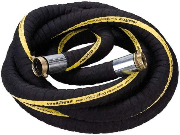 Alliance Hose & Rubber - 3" ID x 3-1/2" OD x 25' OAL, Male x Female Petroleum Transfer Hose - 200 Max Working psi, -40 to 200°F, 3" Bend Radius, 3" Fitting, Black - A1 Tooling