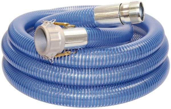 Alliance Hose & Rubber - -40 to 150°F, 4" Inside x 4-1/2" Outside Diam, PVC Liquid Suction & Discharge Hose - Transparent Blue, 20' Long, 29 Vacuum Rating, 55 psi Working Pressure - A1 Tooling