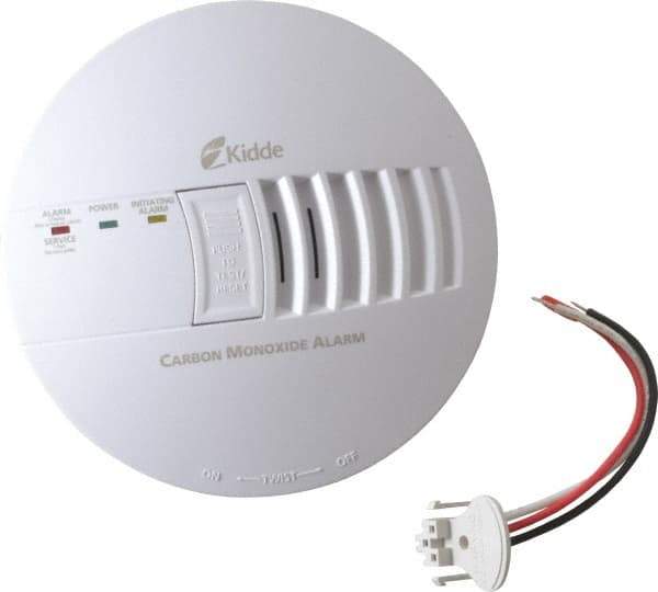 Kidde - 5-3/4 Inch Diameter, AC Wire In 120 Volt Carbon Monoxide Alarm - 85 dB Decibel Rating, 9V Battery Included, Tamper Resistant, Interconnectable - A1 Tooling