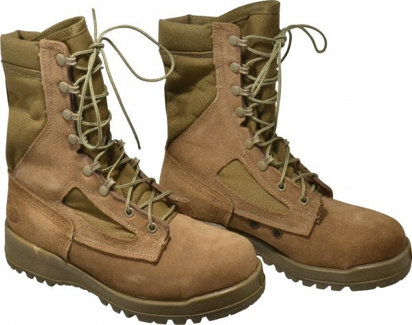 Work Boot: Size 6, 8″ High, Leather, Steel Toe Desert Tan, Wide Width