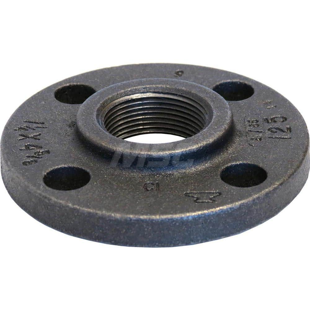 Black Companion Flange: 10 x 16″, 125 psi, Threaded Cast Iron, Black Finish, Class 125