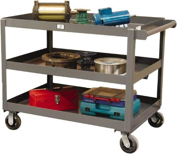 Strong Hold - 2,000 Lb Capacity, 32" Wide x 48" Long x 40" High Service Cart - 3 Shelf, Steel, Swivel Casters - A1 Tooling