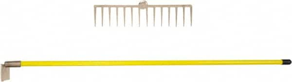 Ampco - Rake with 58" Straight Fiberglass Handle - 14-1/4" Blade Width, 14 Tines, 2-3/4" Tine Length - A1 Tooling