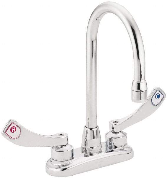 Moen - 2 Hole Mount, Spout Reach Commercial Faucet - Two Handle, Wrist Blade Handle, High Spout, No Drain - A1 Tooling