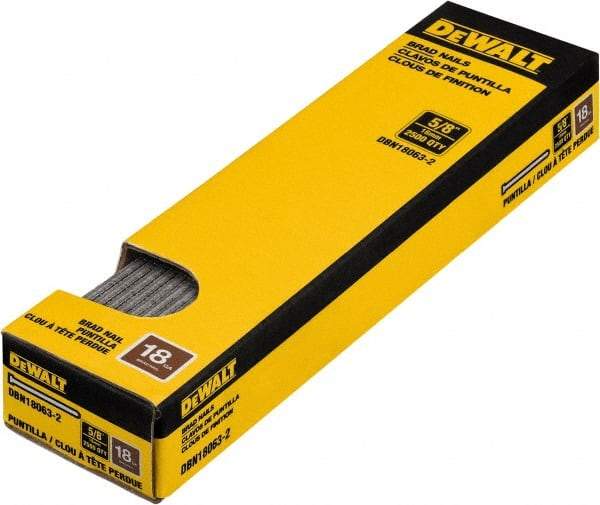 DeWALT - 18 Gauge 1" Long Finishing Nails for Power Nailers - Steel, Bright Finish, Smooth Shank, Straight Stick Collation, Brad Head, Chisel Point - A1 Tooling