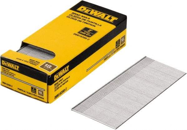 DeWALT - 18 Gauge 2" Long Brad Nails for Power Nailers - Steel, Bright Finish, Smooth Shank, Straight Stick Collation, Brad Head, Chisel Point - A1 Tooling