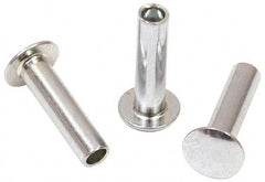 RivetKing - 0.1 to 0.17" Hole Diam, Round Head, Zinc Plated Steel, Semi Tubular Rivet - 5/16 Head Diam, 3/8" Length Under Head, 9/64 Body Diam - A1 Tooling