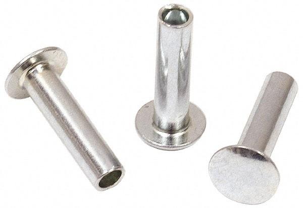 RivetKing - 0.134 to 0.141" Hole Diam, Round Head, Zinc Plated Steel, Semi Tubular Rivet - 3/8 Head Diam, 1" Length Under Head, 3/16 Body Diam - A1 Tooling