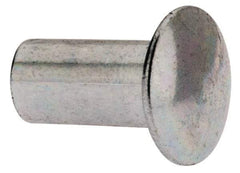 RivetKing - 0.084 to 0.09" Hole Diam, Round Head, Zinc Plated Steel, Semi Tubular Rivet - 7/32 Head Diam, 1/4" Length Under Head, 1/8 Body Diam - A1 Tooling