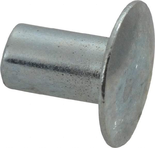 RivetKing - 0.1 to 0.17" Hole Diam, Round Head, Zinc Plated Steel, Semi Tubular Rivet - 5/16 Head Diam, 1/4" Length Under Head, 9/64 Body Diam - A1 Tooling