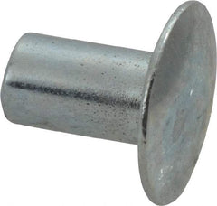 RivetKing - 0.1 to 0.17" Hole Diam, Round Head, Zinc Plated Steel, Semi Tubular Rivet - 5/16 Head Diam, 1/4" Length Under Head, 9/64 Body Diam - A1 Tooling