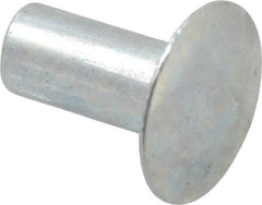 RivetKing - 0.1 to 0.17" Hole Diam, Round Head, Zinc Plated Steel, Semi Tubular Rivet - 5/16 Head Diam, 5/16" Length Under Head, 9/64 Body Diam - A1 Tooling