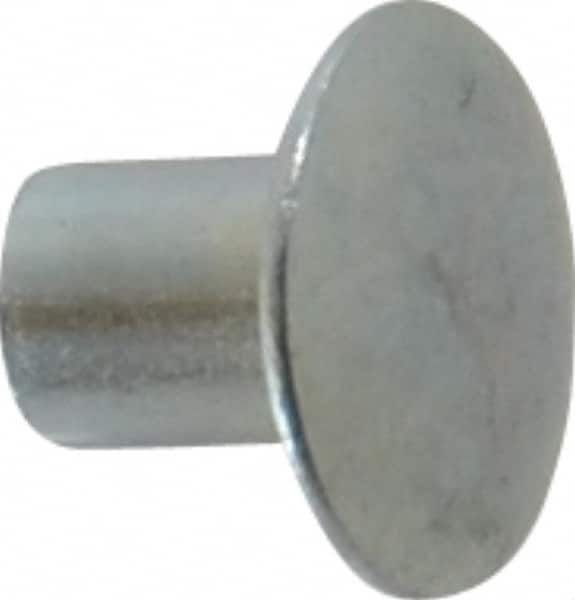 RivetKing - 0.134 to 0.141" Hole Diam, Round Head, Zinc Plated Steel, Semi Tubular Rivet - 3/8 Head Diam, 1/4" Length Under Head, 3/16 Body Diam - A1 Tooling