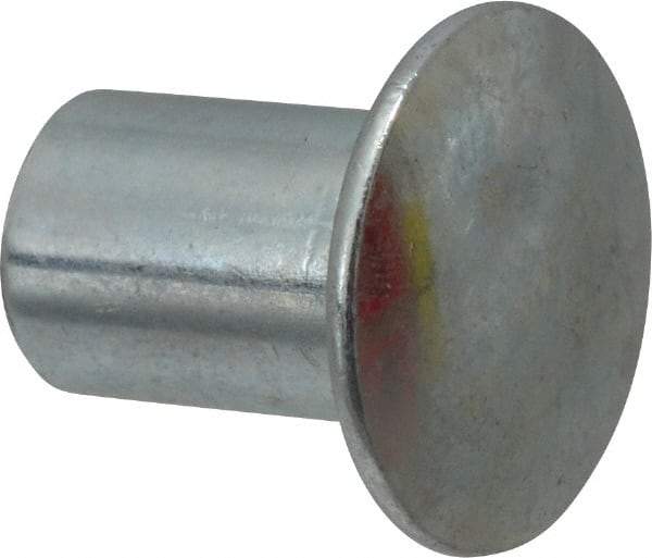 RivetKing - 0.176 to 0.184" Hole Diam, Round Head, Zinc Plated Steel, Semi Tubular Rivet - 7/16 Head Diam, 3/8" Length Under Head, 1/4 Body Diam - A1 Tooling