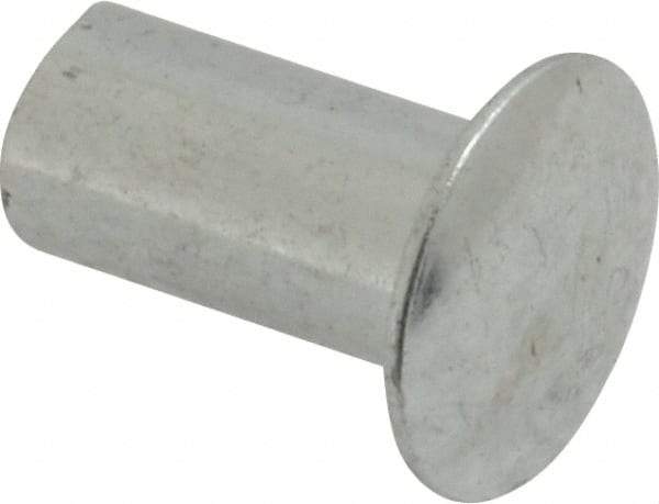 RivetKing - 0.176 to 0.184" Hole Diam, Round Head, Zinc Plated Steel, Semi Tubular Rivet - 7/16 Head Diam, 1/2" Length Under Head, 1/4 Body Diam - A1 Tooling